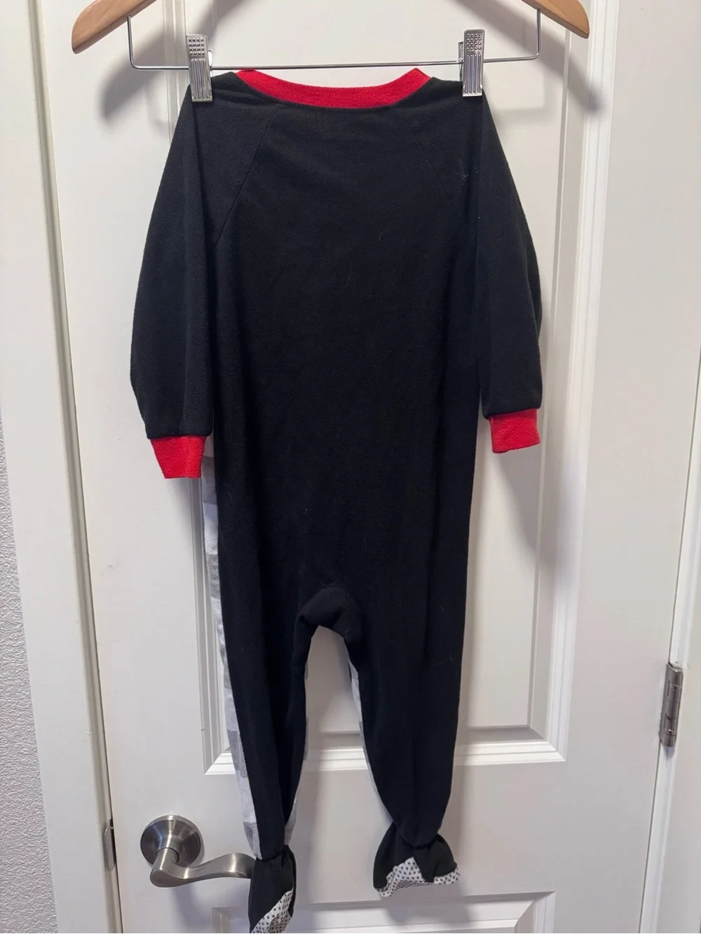 Disney Red & Black Mickey Mouse Stripe Footed Pajama Set